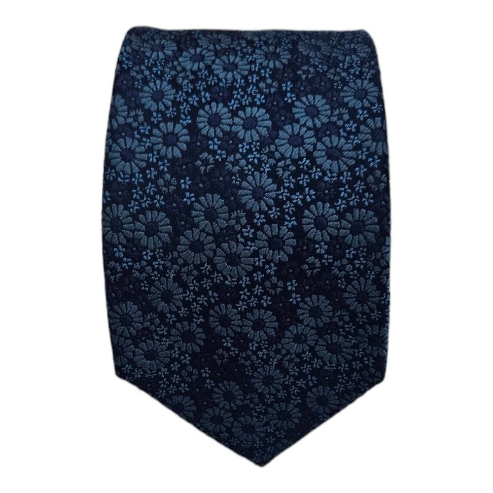 RICHARD JAMES Blue Floral Silk Slim Tie 62"/ 2.7" EC